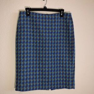 Talbots Blue & Gray houndstooth Pencil Skirt